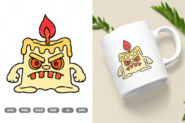 Candle Monster Colored SVG & Clipart