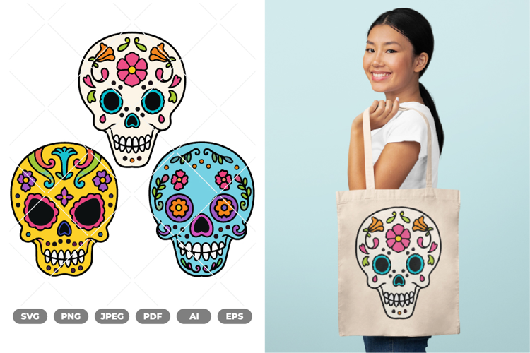 Sugar Skull Colored SVG & Clipart