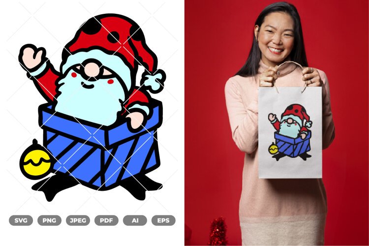 Kawaii Christmas Gnome Colored SVG & Clipart example image 1