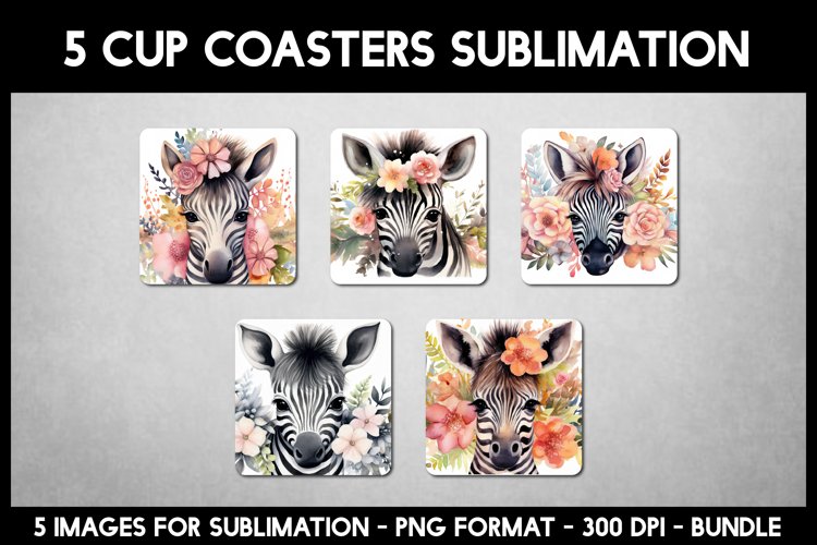 5 Baby Zebra Cup Coasters I Nursery Cup Coasters