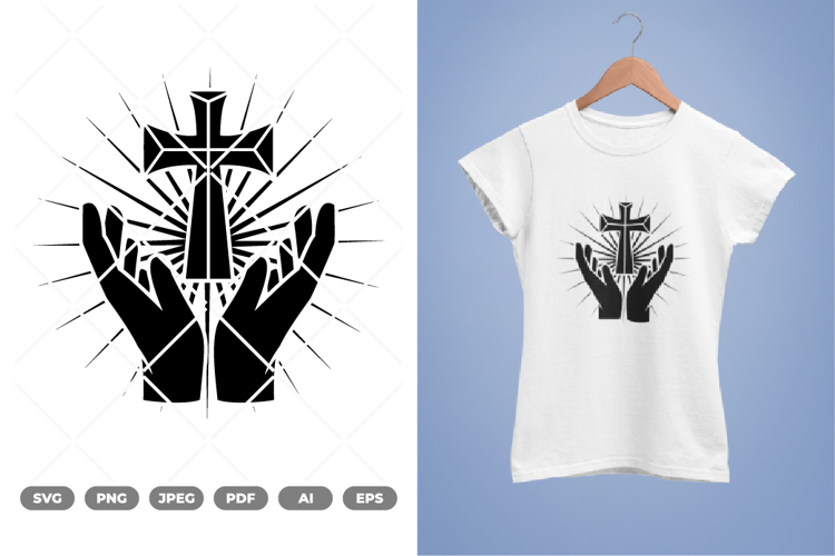 Cross and Hands SVG   Clipart