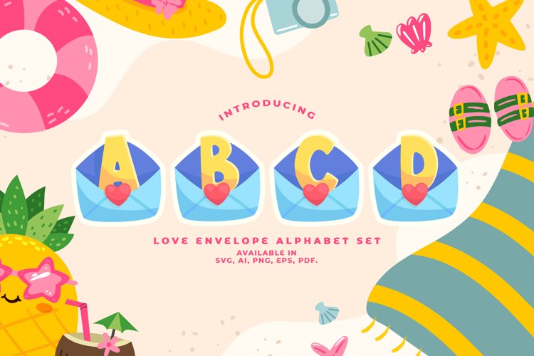 Love Envelope Alphabet Set example image 1
