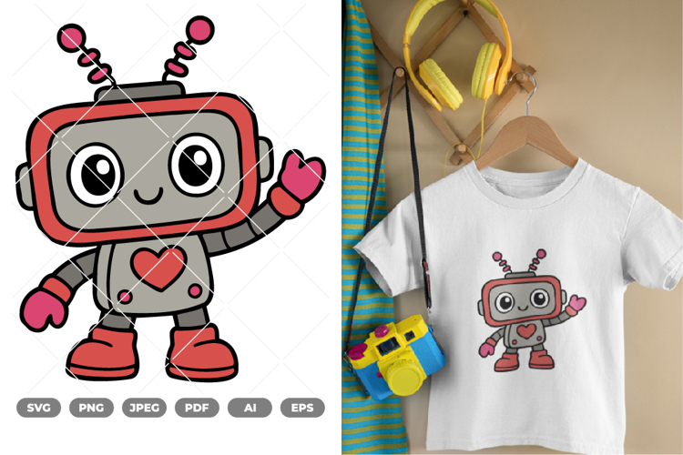Chibi Robot Colored SVG   Clipart