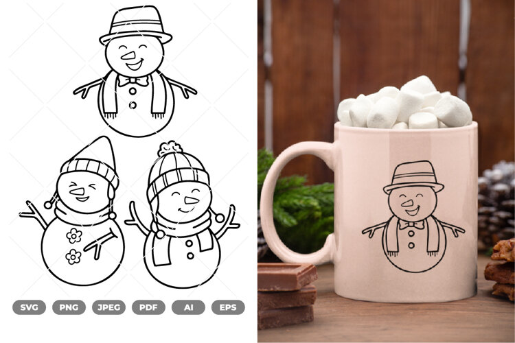 Happy Snowman SVG & Clipart example image 1