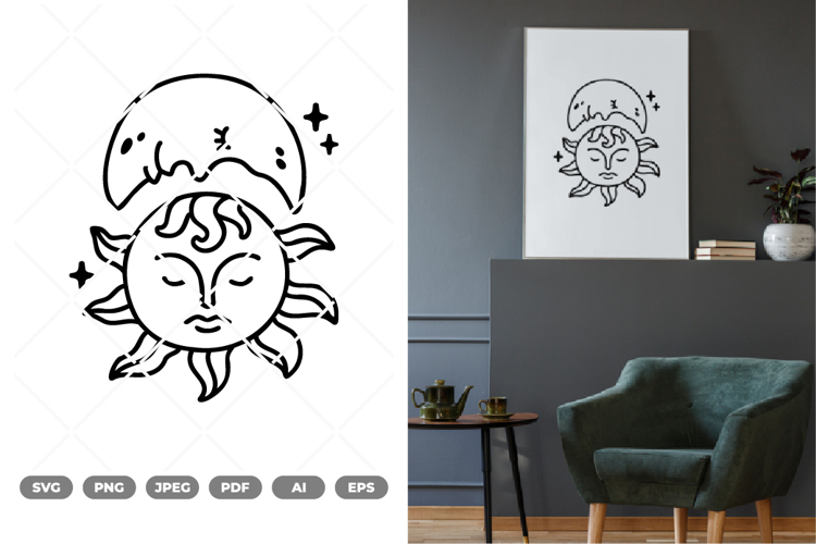 Sun and Moon SVG & Clipart