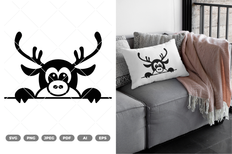 Peeking Reindeer SVG & Clipart