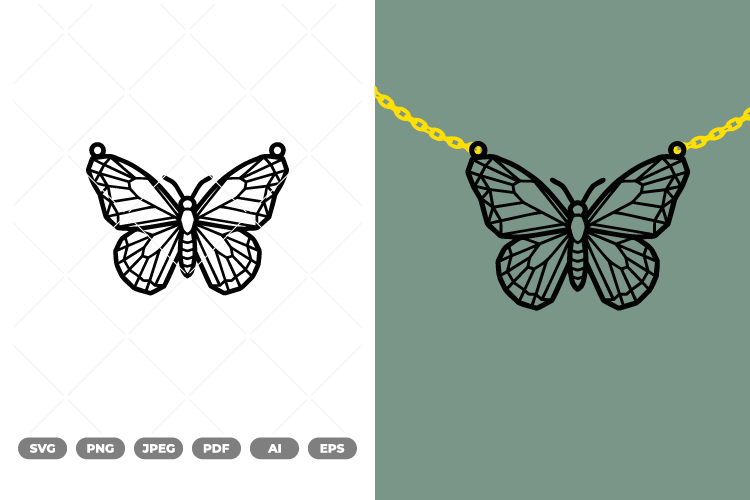 Geometric Butterfly Necklace SVG & Clipart