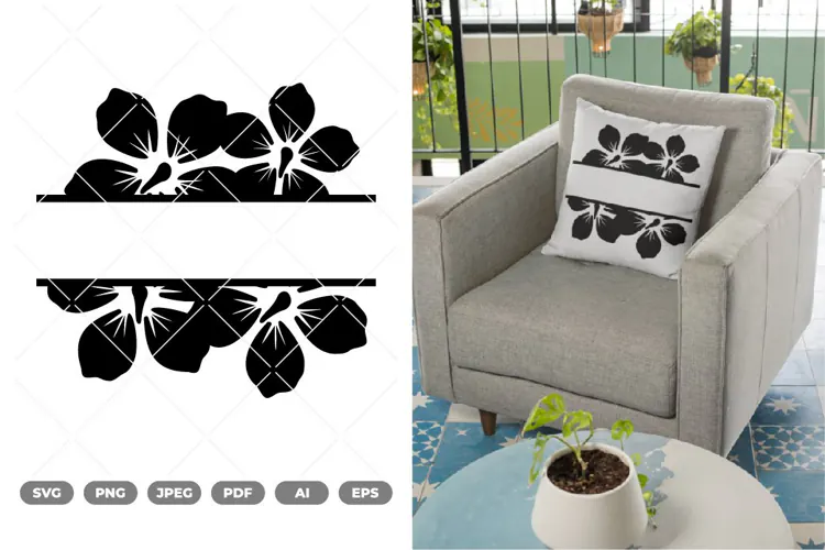 Split Flowers SVG & Clipart