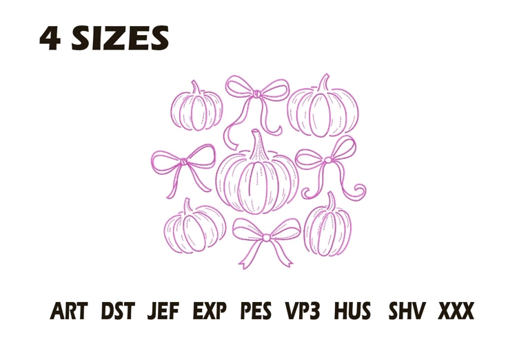 Pumpkins and Bows Outline Embroidery