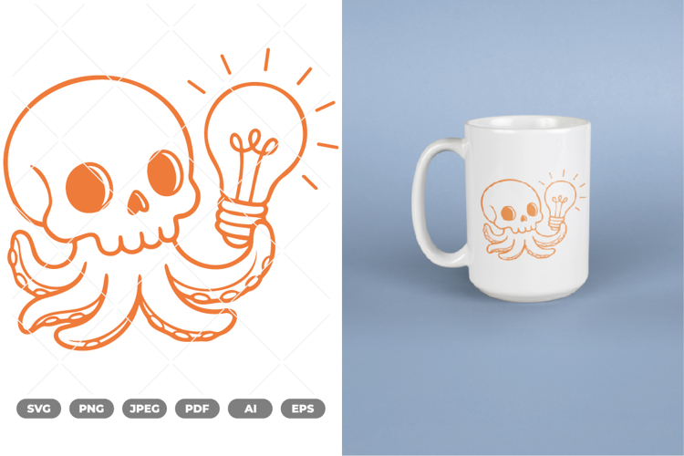 Skull Octopus SVG   Clipart