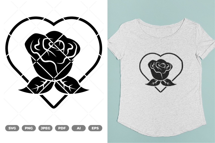 Heart and Roses SVG & Clipart example image 1