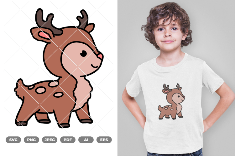 Cute Zoo Deer Colored SVG & Clipart