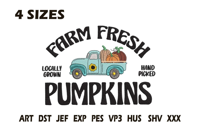 Farm Fresh Pumpkins Truck Embroidery