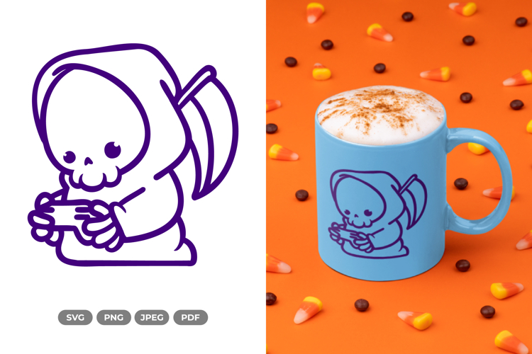 Chibi Grim Reaper SVG & Clipart - Halloween Clipart