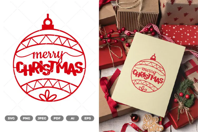 Laser Cut Merry Christmas Ornaments SVG & Clipart