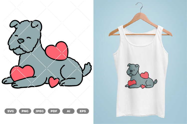 Dog and Heart Colored SVG & Clipart example image 1