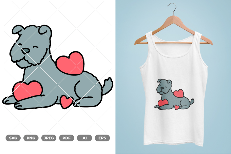 Dog and Heart Colored SVG & Clipart