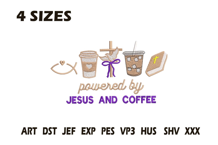 Powered by Jesus and Coffee Embroidery Design