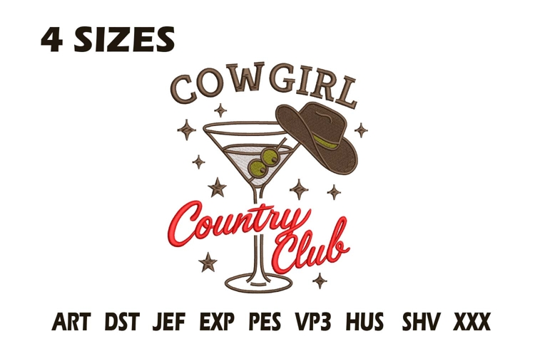 Cowgirl Country Club Embroidery Design example image 1
