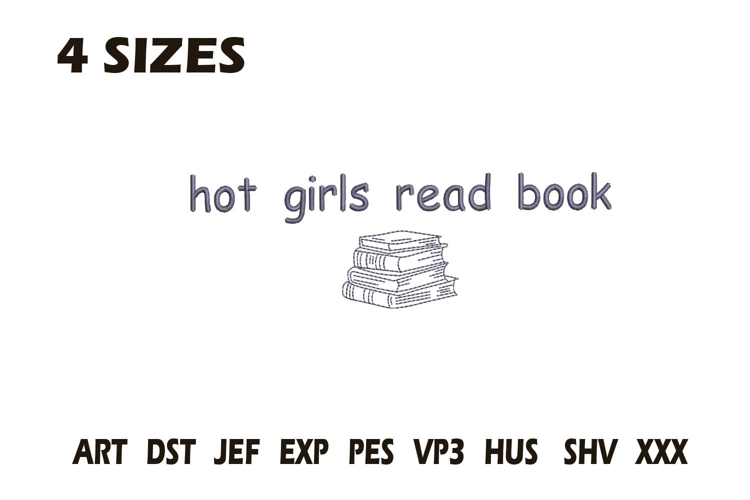Hot Girls Read Book Embroidery Design