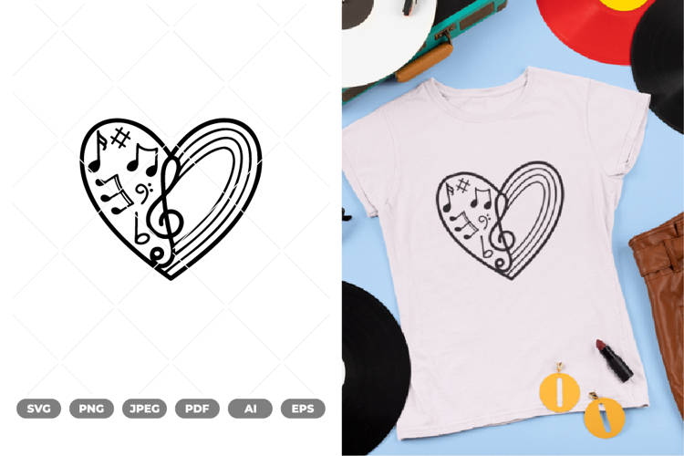Heart Music Notes SVG & Clipart