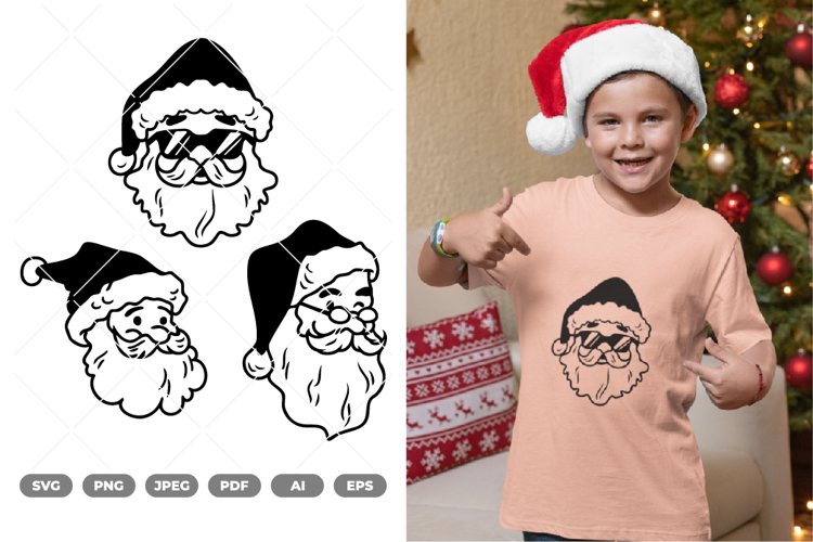 Santa Head Doodle SVG & Clipart