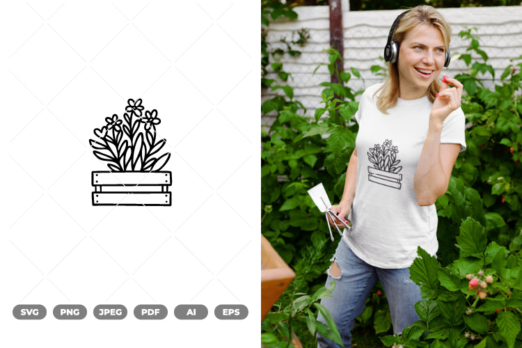 Flower Crate SVG   Clipart
