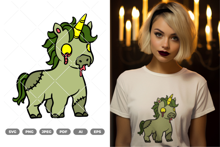 Zombie Unicorn Colored SVG & Clipart