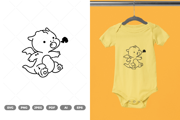 Baby Dragon Doodle SVG & Clipart