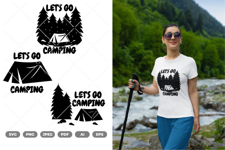 Let's Go Camping SVG & Clipart example image 1