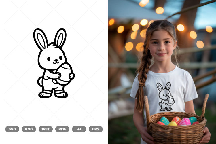 Bunny Character Doodle SVG & Clipart