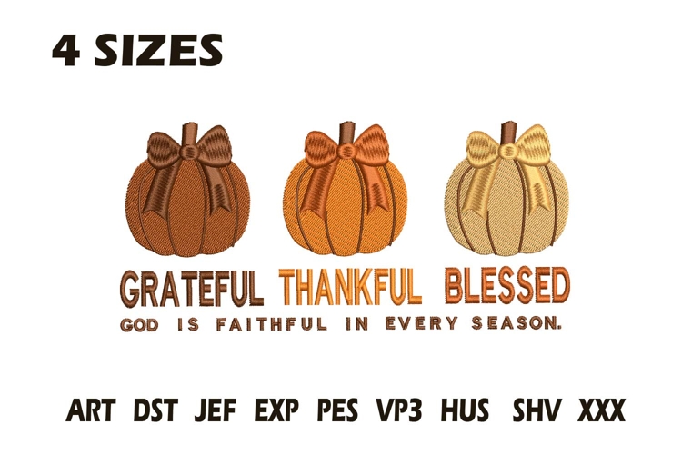 Grateful Thankful Blessed Embroidery