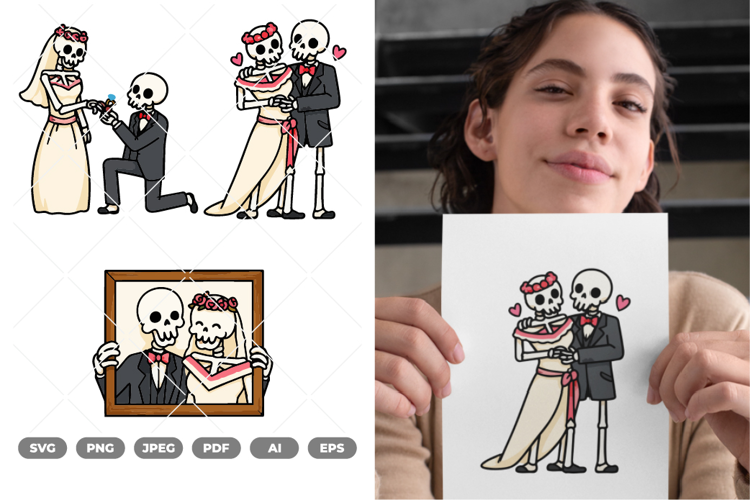 Marriage Skull Colored SVG & Clipart