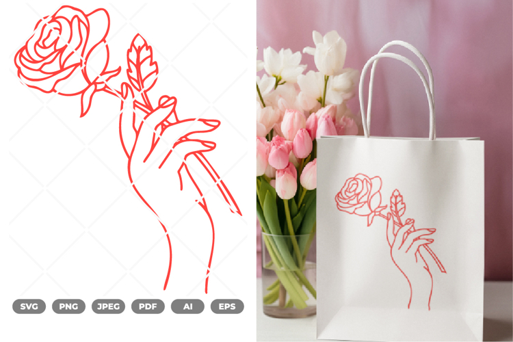 Hand and Rose SVG   Clipart