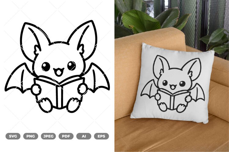 Kawaii Bat SVG & Clipart example image 1