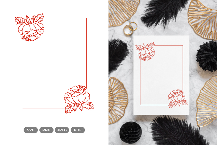 Floral Wedding Frame SVG & Clipart - Cut Files
