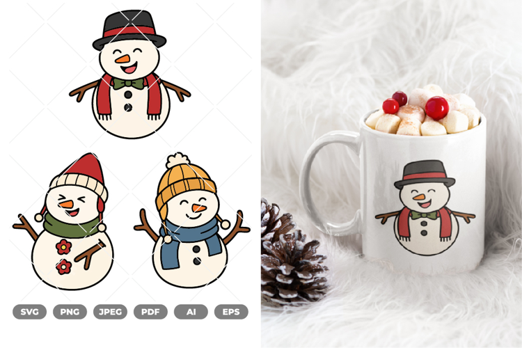 Happy Snowman Colored SVG & Clipart