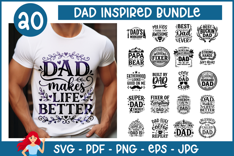 20 Dad inspired SVG Bundle, Super Dad SVG