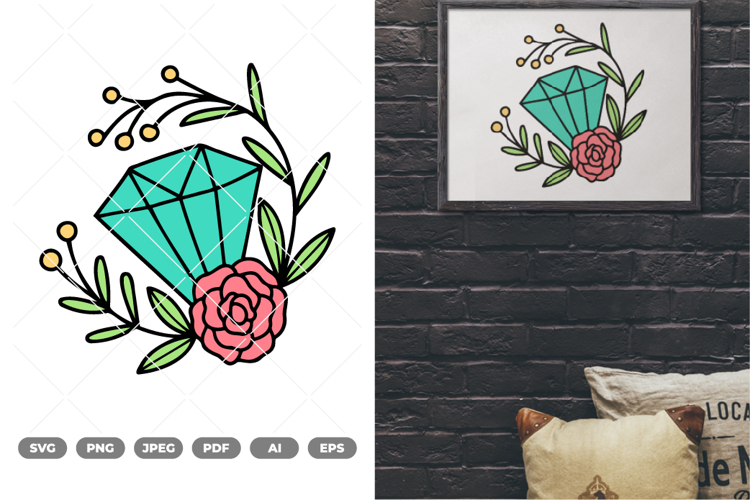 Floral Diamond Colored SVG & Clipart example image 1