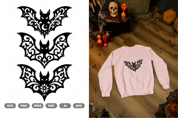 Floral Bat SVG & Clipart