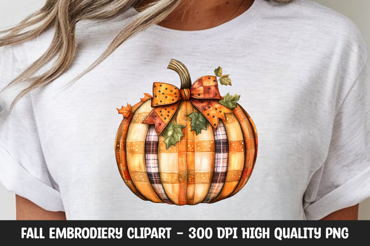 Gingham Check Autumn Pumpkin Clipart