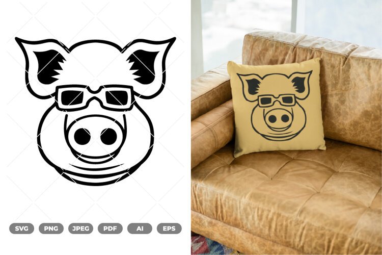 Cool Pig SVG & Clipart example image 1