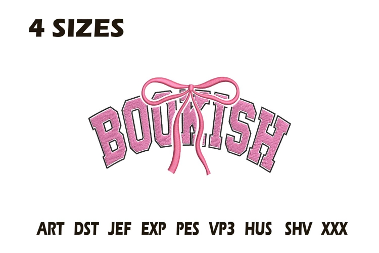 Bookish Pink Bow Embroidery Design