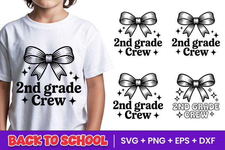 2nd Grade Crew Bow SVG PNG