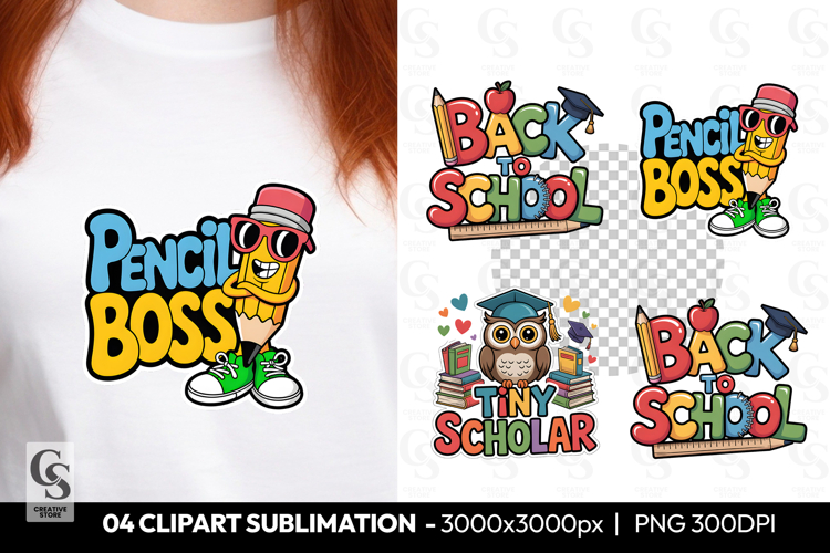 Pencil Boss Back to School Clipart Sublimation PNG