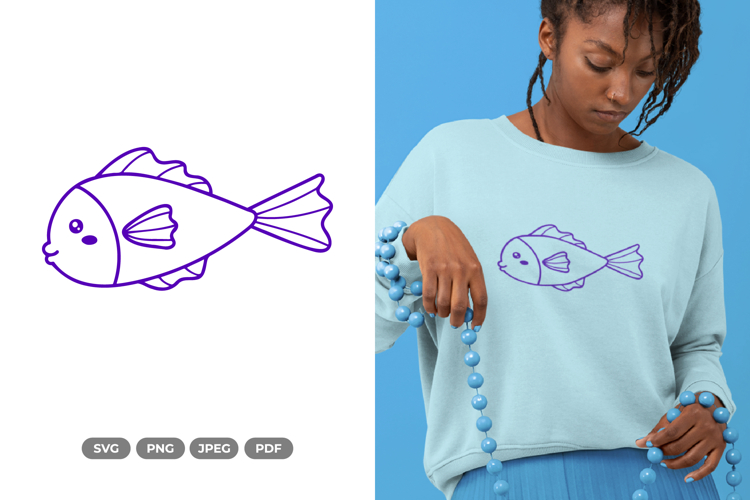 Kawaii Fish SVG & Clipart - Sea Animal Cut File