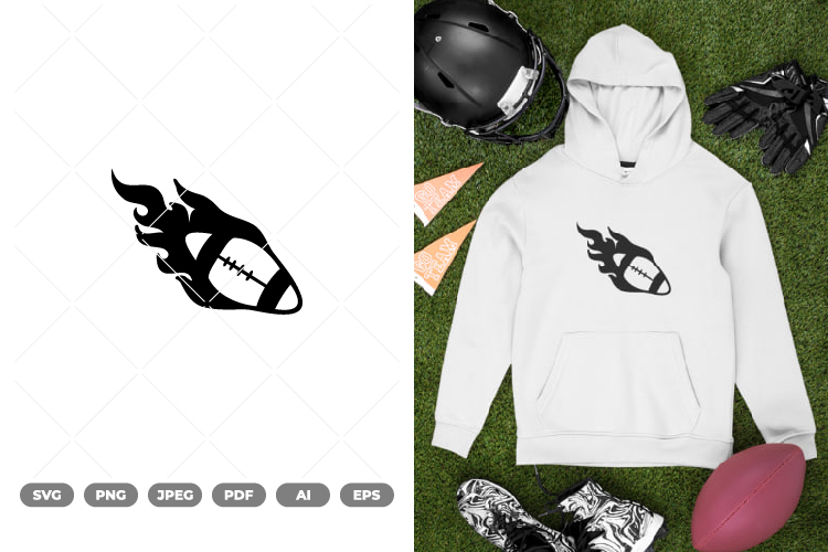 American Football on Fire SVG   Clipart