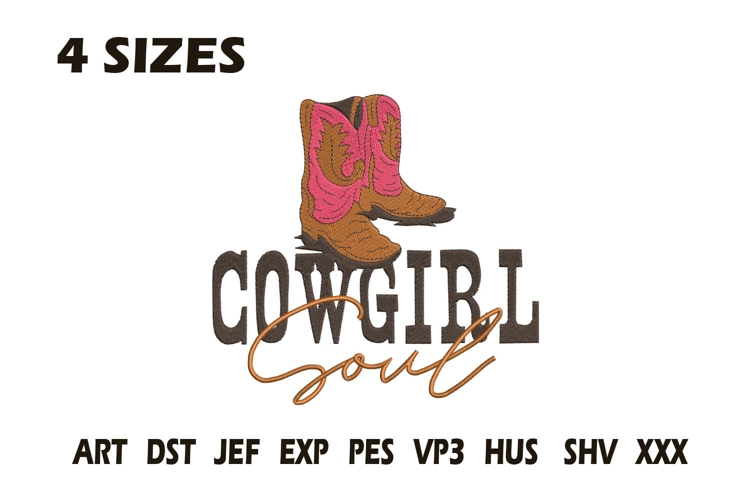 Cowgirl Soul Western Boots Embroidery Design