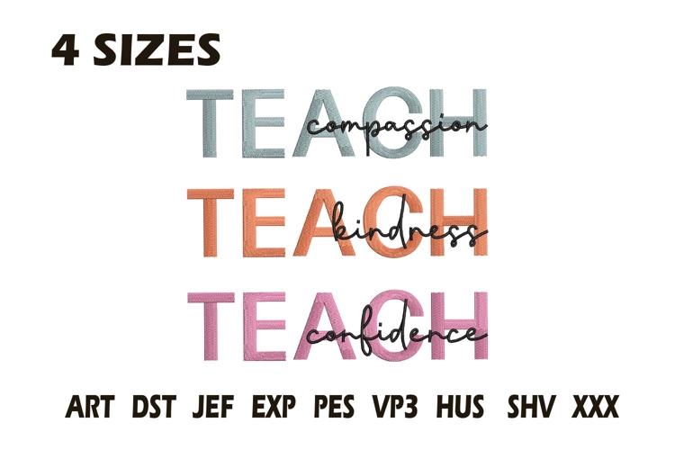 Teach Compassion Kindness Confidence Embroidery