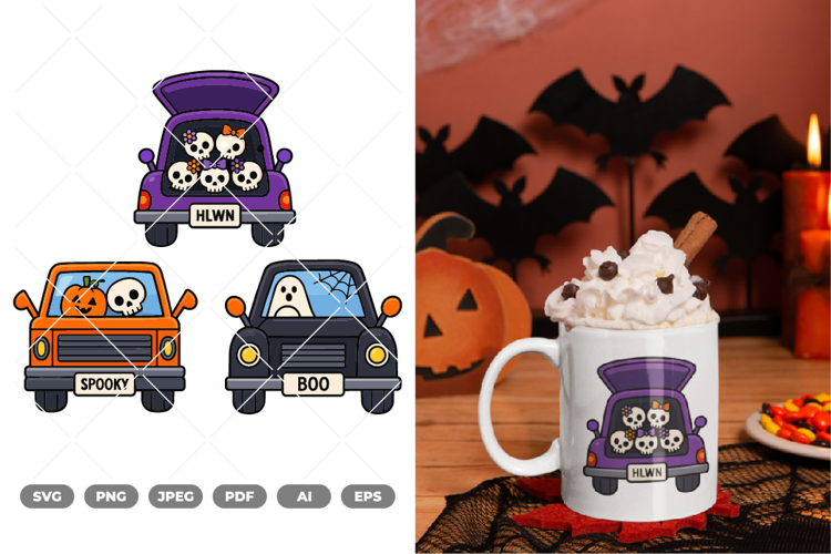 Cute Halloween Car Colored SVG & Clipart